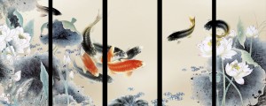 1533-Feng-Shui-Fish-Painting-Koi-Art-Koi-Fish-Painting-Modern-Wall-Art
